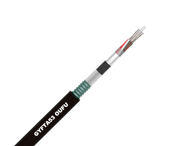 西藏欧孚GYFTA53光缆 非金属加强芯A护套纵包钢带铠装PE护套光缆GYFTA53